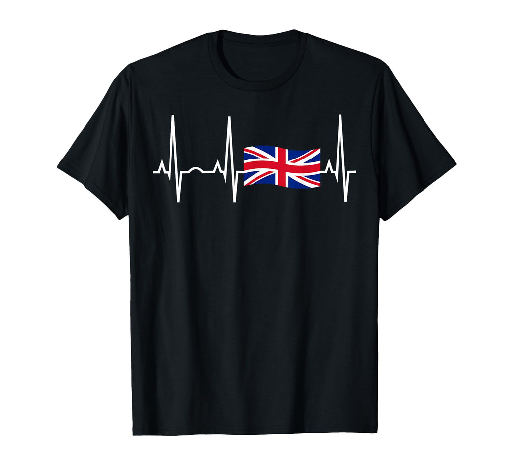 Great Britain Union Jack Heartbeat T-Shirt - Fun Novelty Design for Adults - T-Shirt, Sweatshirt, Hoodie