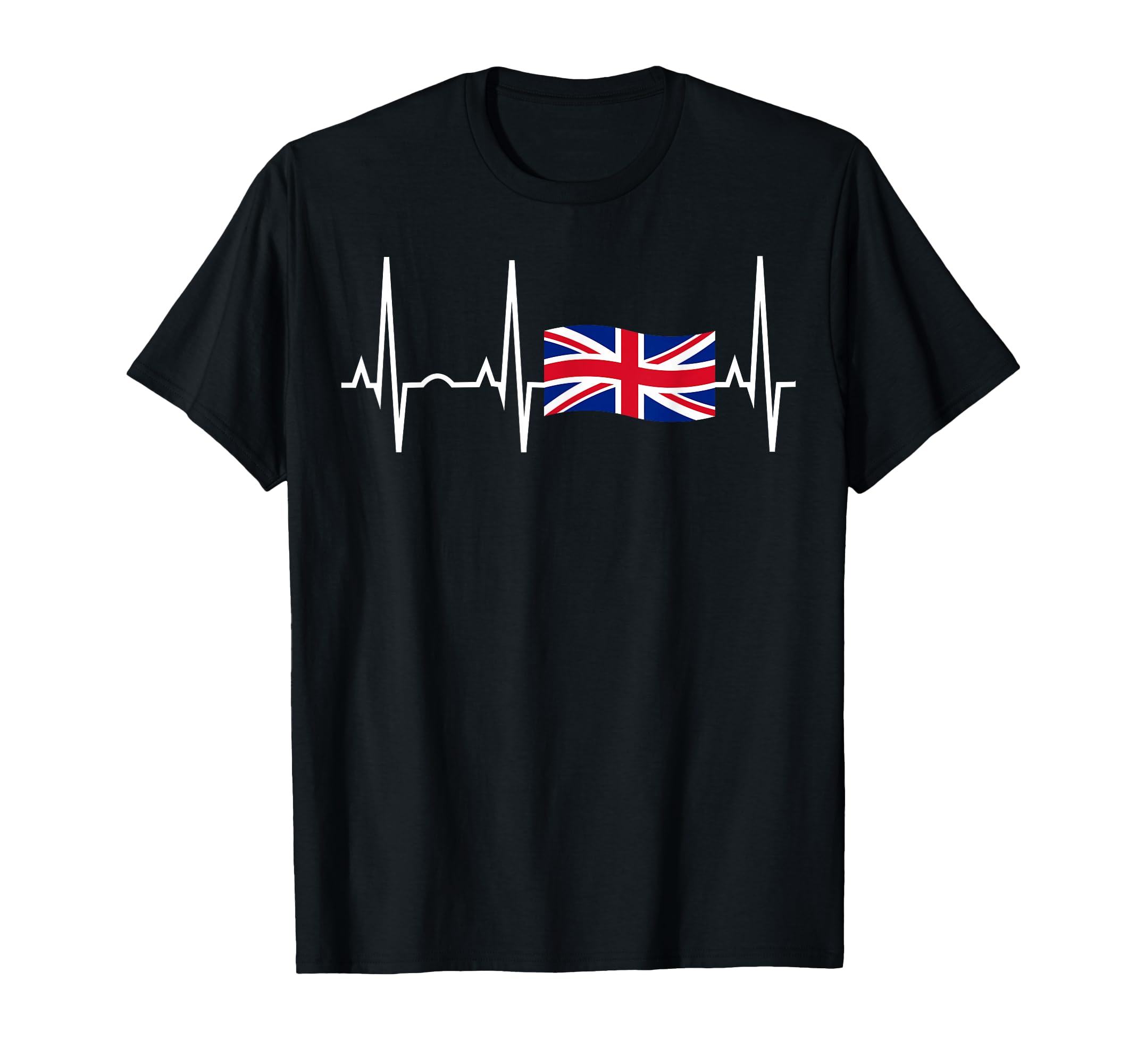 Great Britain Union Jack Heartbeat T-Shirt - Fun Novelty Design for Adults - T-Shirt, Sweatshirt, Hoodie