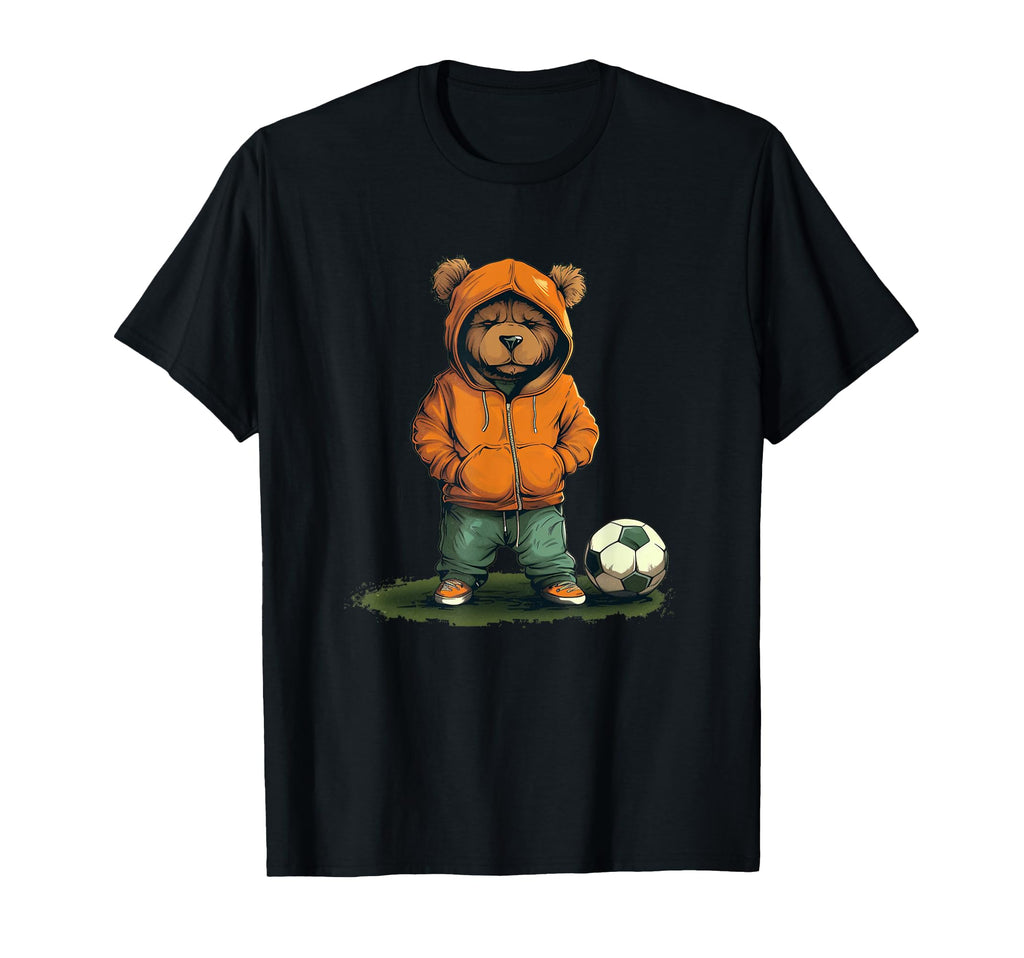 Funny Teddy Bear Loves Soccer And T-Shirt - Minimalist Print Unisex - T-Shirt, Sweatshirt, Hoodie