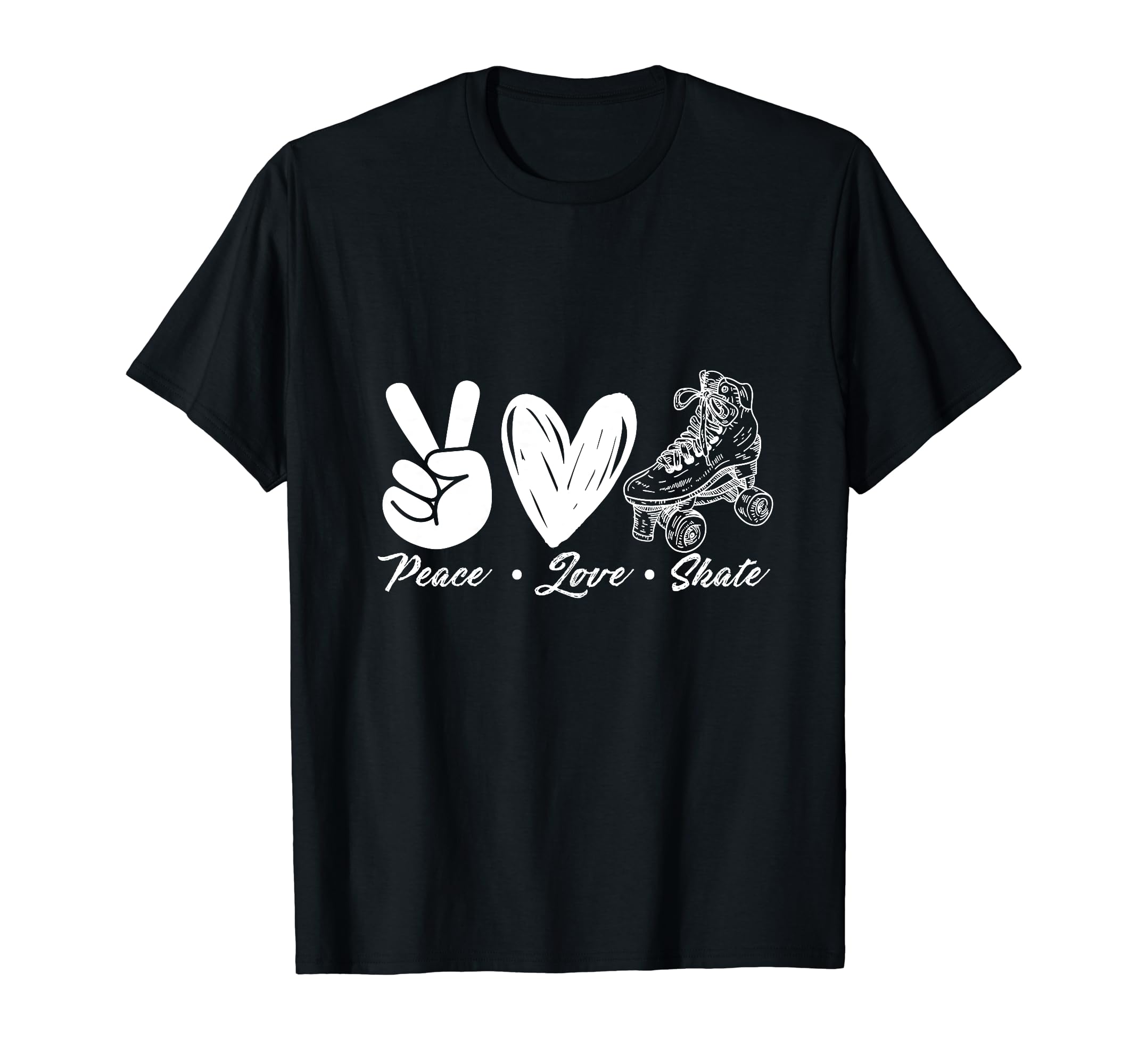Peace Love Skate Roller Skating Peace T-Shirt - Unique Graphic Men Women - T-Shirt, Sweatshirt, Hoodie