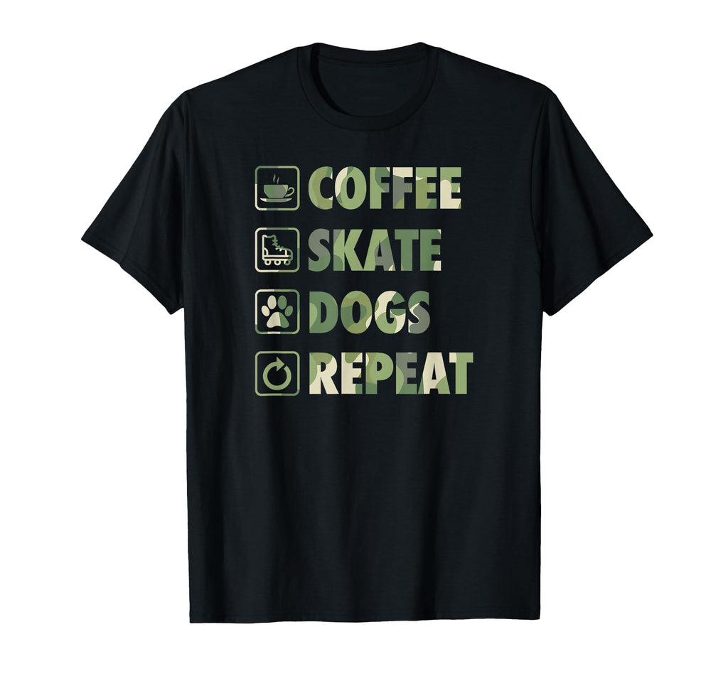 Coffee Skate Dogs Repeat Roller Skating T-Shirt - Trendy Graphic Men Women - T-Shirt, Sweatshirt, Hoodie