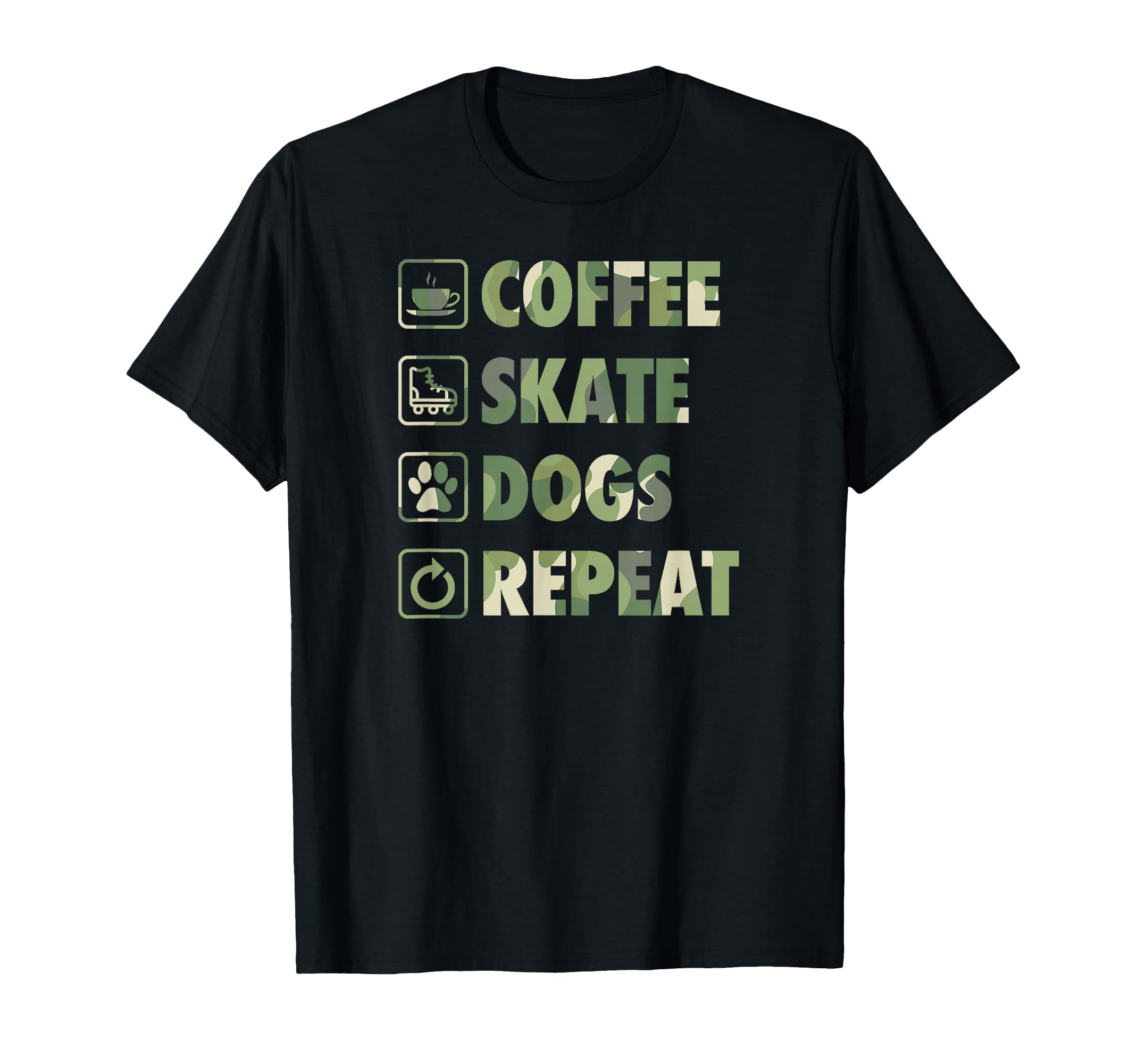 Coffee Skate Dogs Repeat Roller Skating T-Shirt - Trendy Graphic Men Women - T-Shirt, Sweatshirt, Hoodie