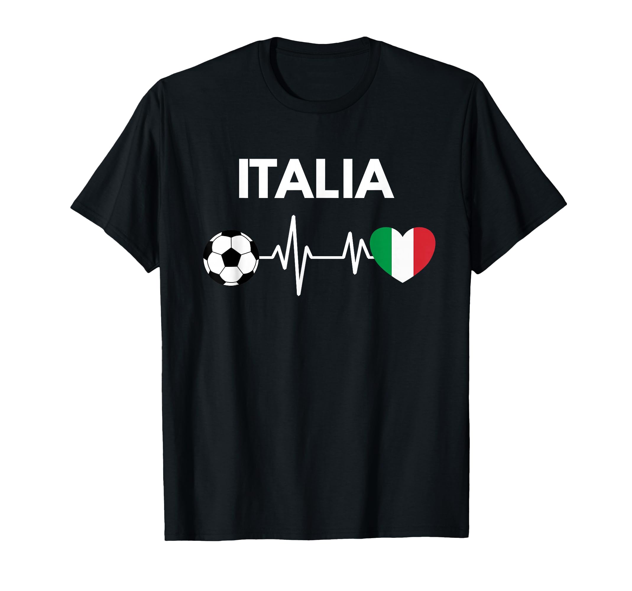Italia Flag Heartbeat Soccer T-Shirt - Graphic Print Unisex - T-Shirt, Sweatshirt, Hoodie