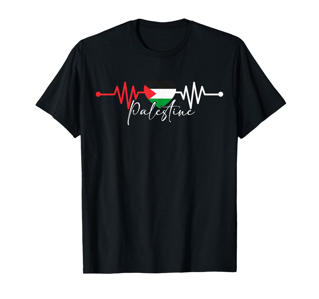 Palestine Heritage Roots Heartbeat T-Shirt - Streetwear Style for Adults - T-Shirt, Sweatshirt, Hoodie