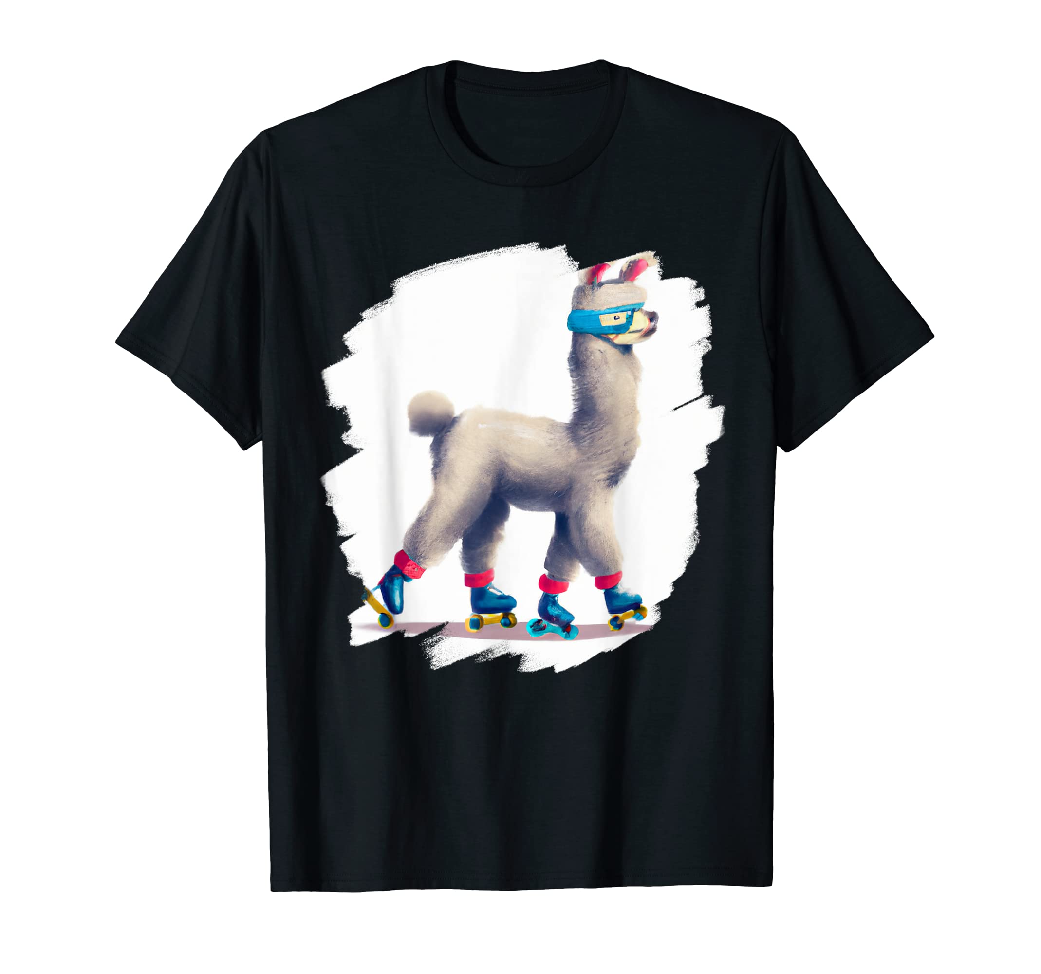 Funny Llama Roller Skates Alpaca Skating T-Shirt - Custom Art Print Unisex - T-Shirt, Sweatshirt, Hoodie