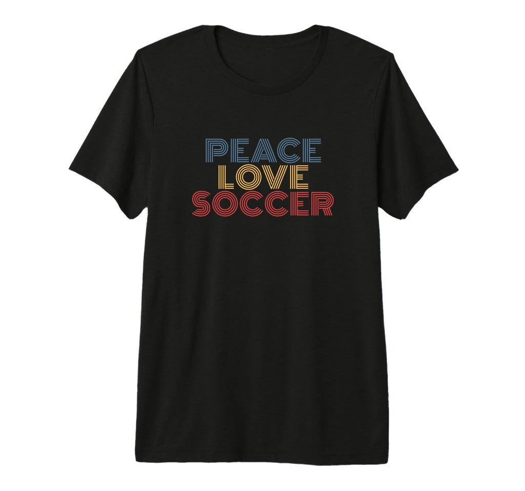 Peace Love Soccer 70S Tri Blend T-Shirt - Unique Graphic Men Women - T-Shirt, Sweatshirt, Hoodie