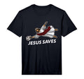 Jesus Saves Funny Soccer Goalie T-Shirt - Novelty Apparel Men Women - T-Shirt, Sweatshirt, Hoodie