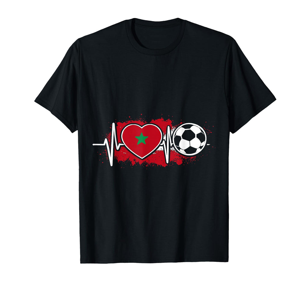 Soccer Pulse Moroccan Flag Heartbeat Fan T-Shirt - Graphic Print for Adults - T-Shirt, Sweatshirt, Hoodie