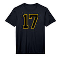 Number 17 Yellow Black Varsity T-Shirt - Casual Everyday Wear Unisex - T-Shirt, Sweatshirt, Hoodie