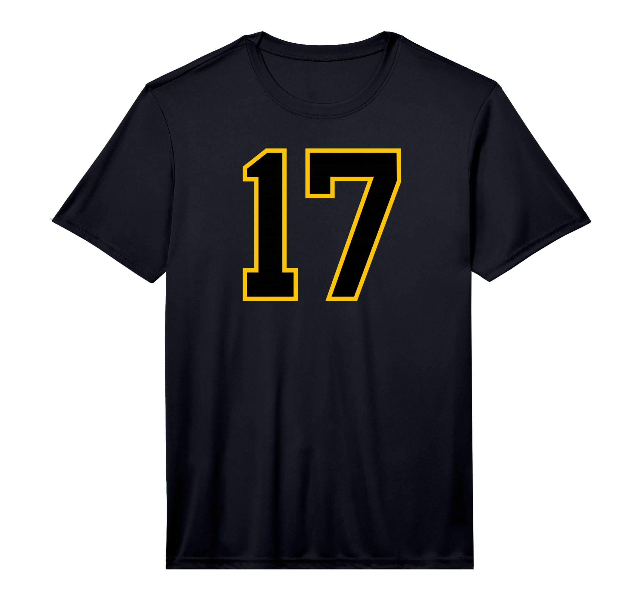 Number 17 Yellow Black Varsity T-Shirt - Casual Everyday Wear Unisex - T-Shirt, Sweatshirt, Hoodie
