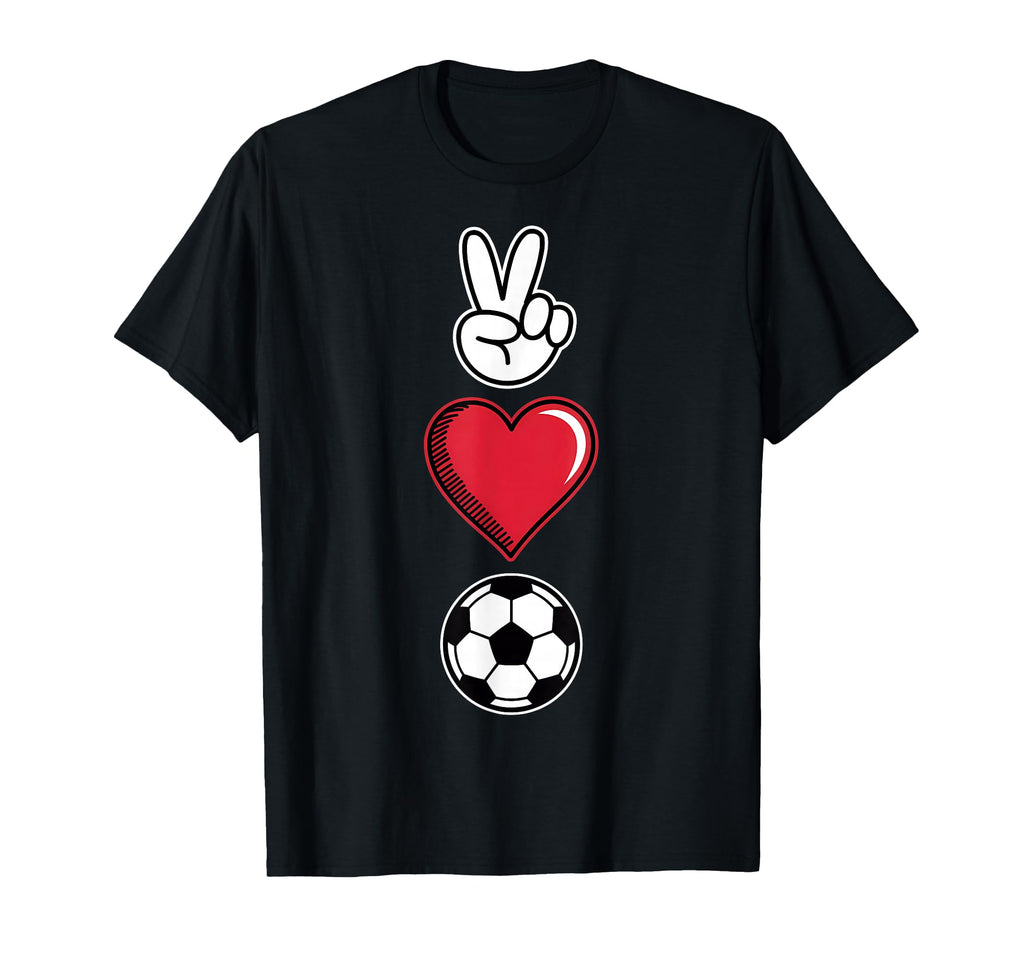 Peace Love Soccer Simple Player Coach T-Shirt - Aesthetic Graphic Unisex - T-Shirt, Sweatshirt, Hoodie