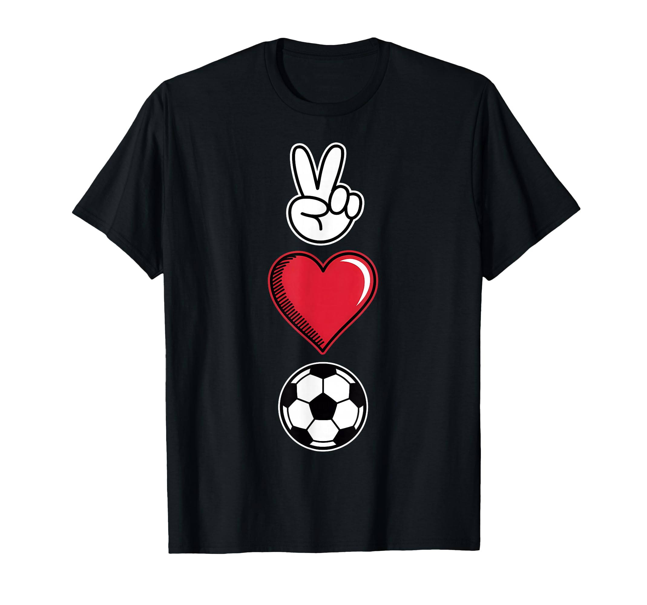 Peace Love Soccer Simple Player Coach T-Shirt - Aesthetic Graphic Unisex - T-Shirt, Sweatshirt, Hoodie