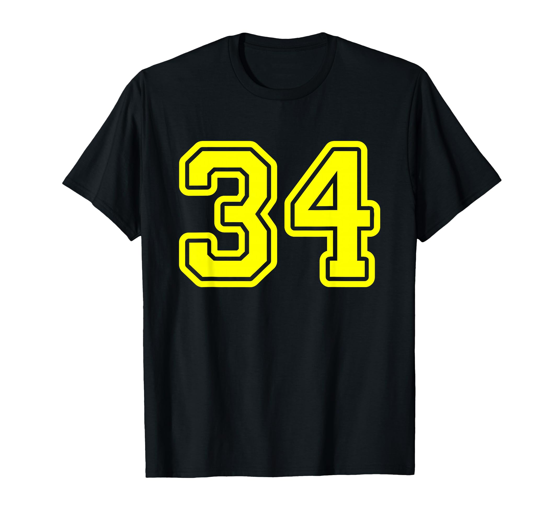 Yellow Sports Team Number 34 T-Shirt - Minimalist Print Men Women - T-Shirt, Sweatshirt, Hoodie