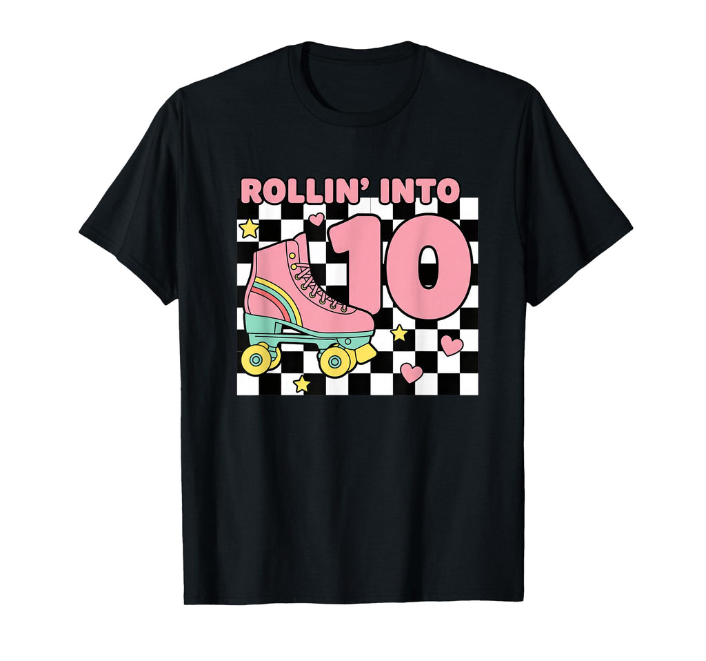 Rollin Into 10 Roller Skate Birthday T-Shirt - Graphic Print for Adults - T-Shirt, Sweatshirt, Hoodie