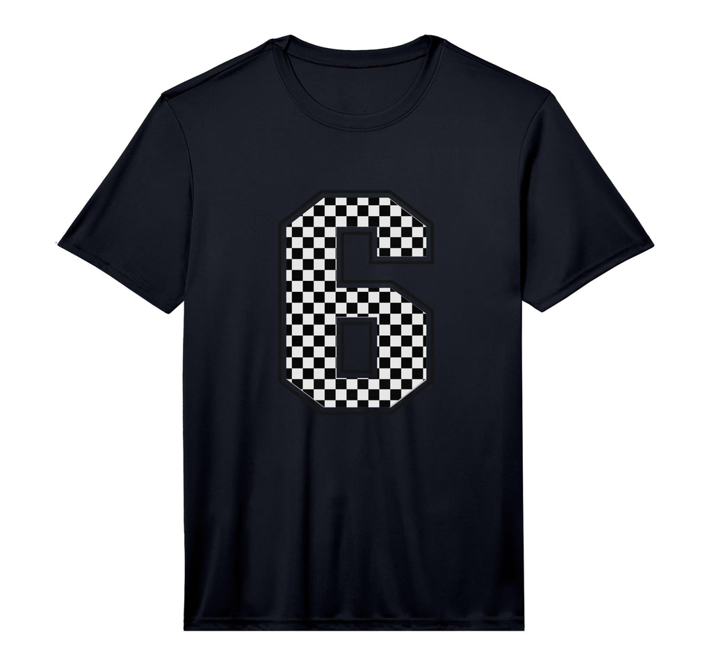 Number 6 Checkered Number T-Shirt - Fun Novelty Design for Adults - T-Shirt, Sweatshirt, Hoodie