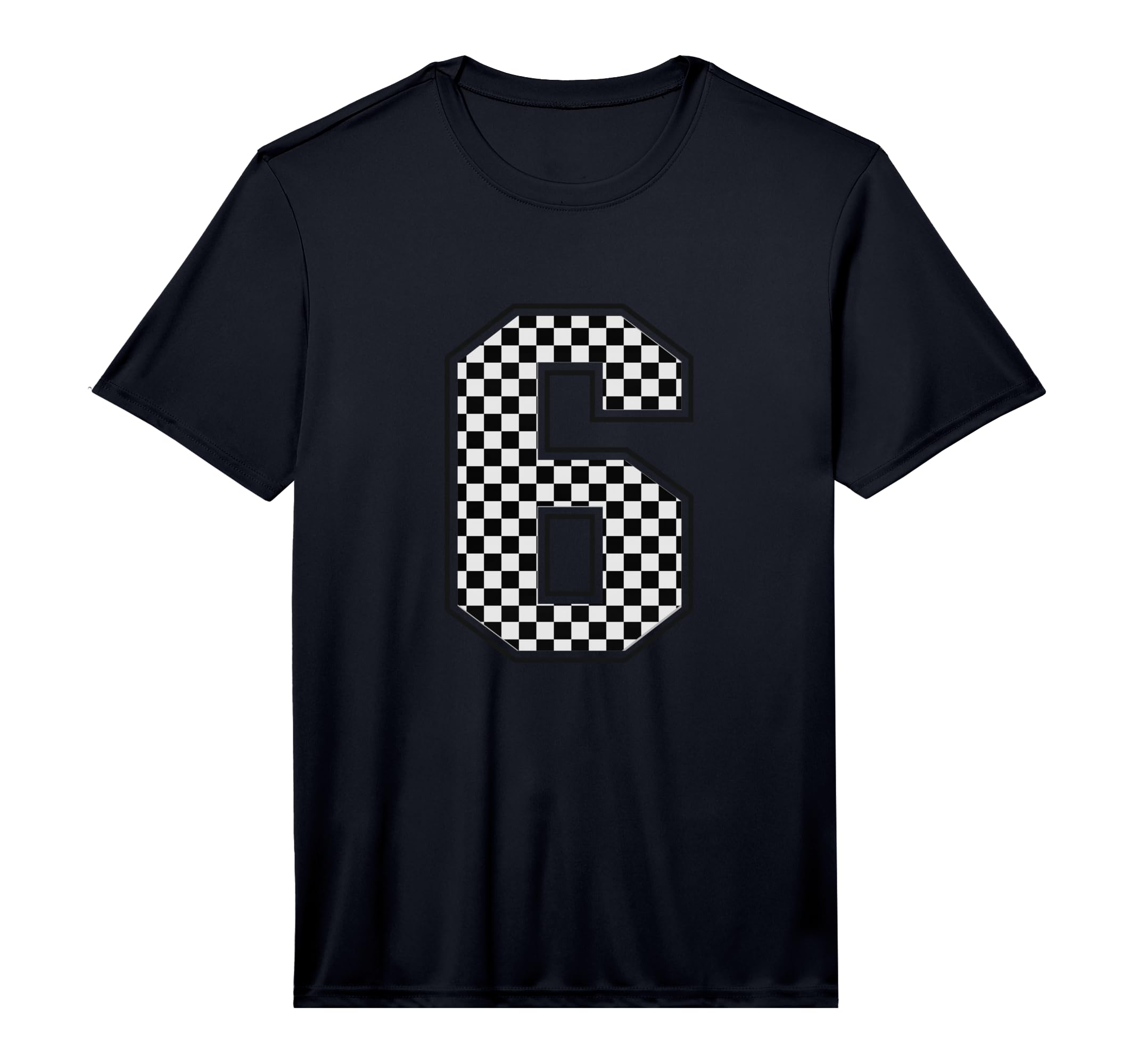 Number 6 Checkered Number T-Shirt - Fun Novelty Design for Adults - T-Shirt, Sweatshirt, Hoodie
