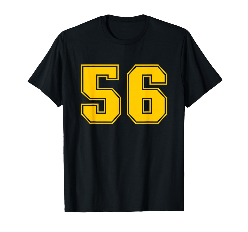 Number 56 Yellow Sports Team T-Shirt - Fun Novelty Design Men Women - T-Shirt, Sweatshirt, Hoodie