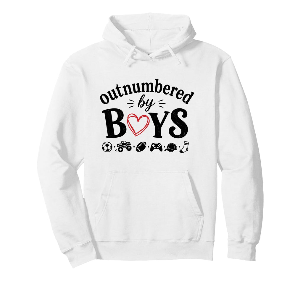 Outnumbered Funny Mom Soccer Family Life Hoodie - Graphic Print Unisex - T-Shirt, Sweatshirt, Hoodie