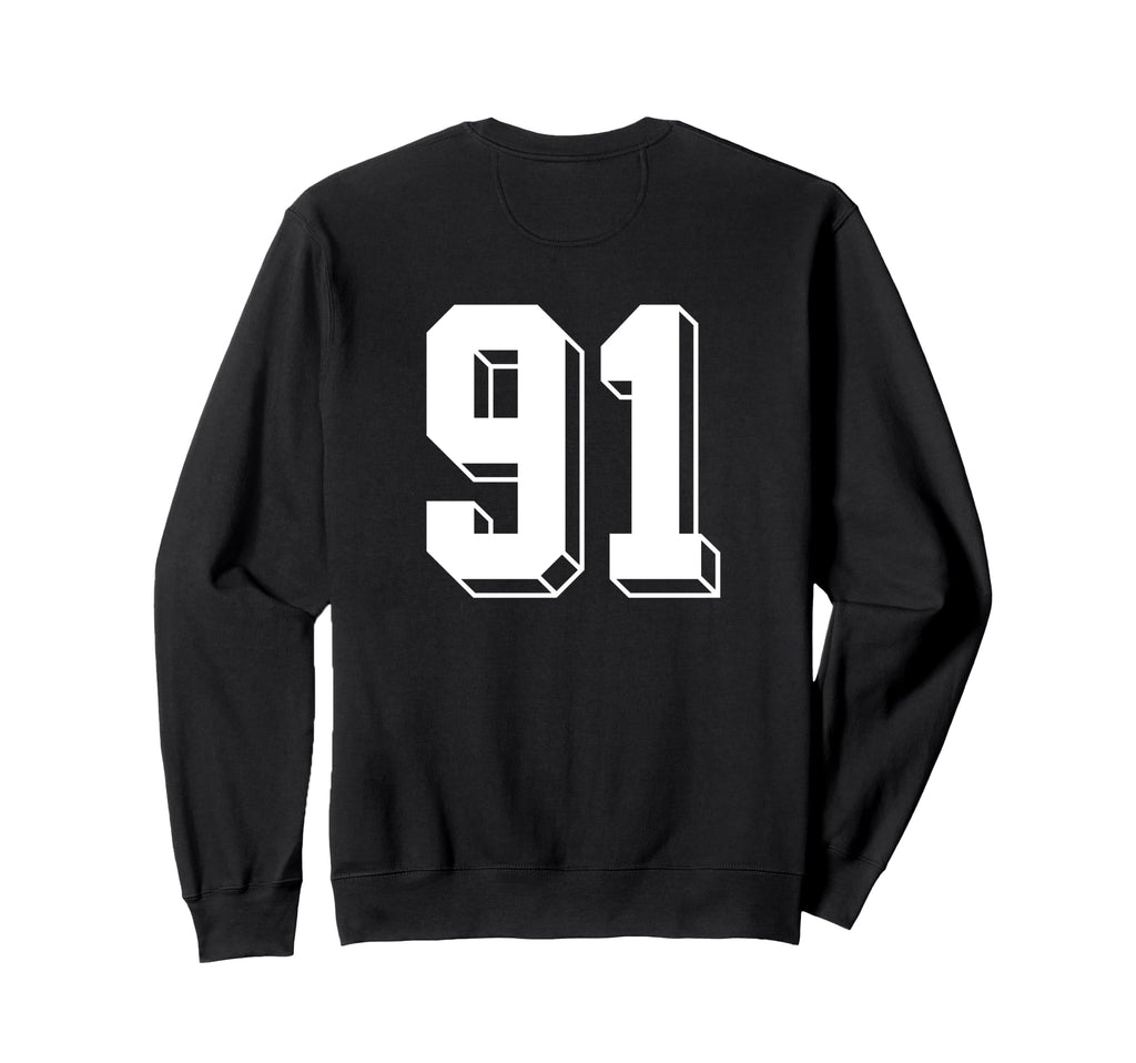 Number 91 Backside 80S 90S Team Sweatshirt - Fun Novelty Design Men Women - T-Shirt, Sweatshirt, Hoodie