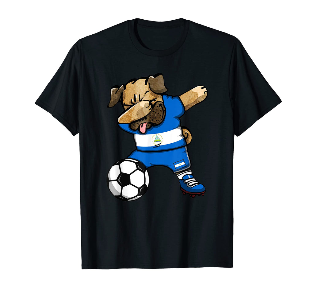 Dabbing Pug Nicaragua Soccer Fans Jersey T-Shirt - Trendy Graphic Unisex - T-Shirt, Sweatshirt, Hoodie