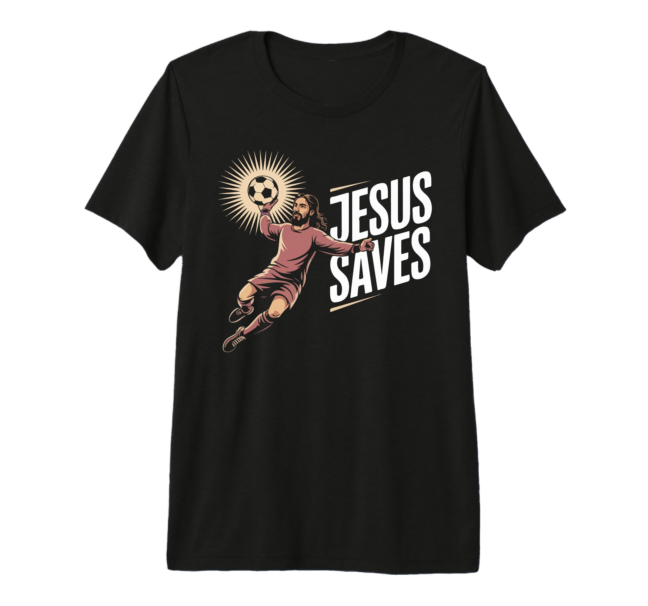 Jesus Saves Soccer Goalkeeper Fun Tri T-Shirt - Novelty Apparel Men Women - T-Shirt, Sweatshirt, Hoodie