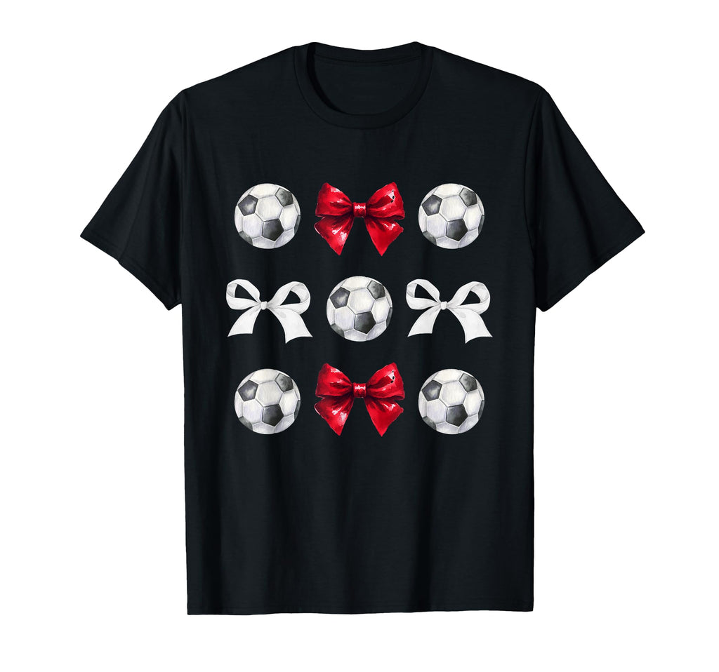 Soccer Balls Bows Womens Soccer Player Red T-Shirt - Graphic Print Unisex - T-Shirt, Sweatshirt, Hoodie