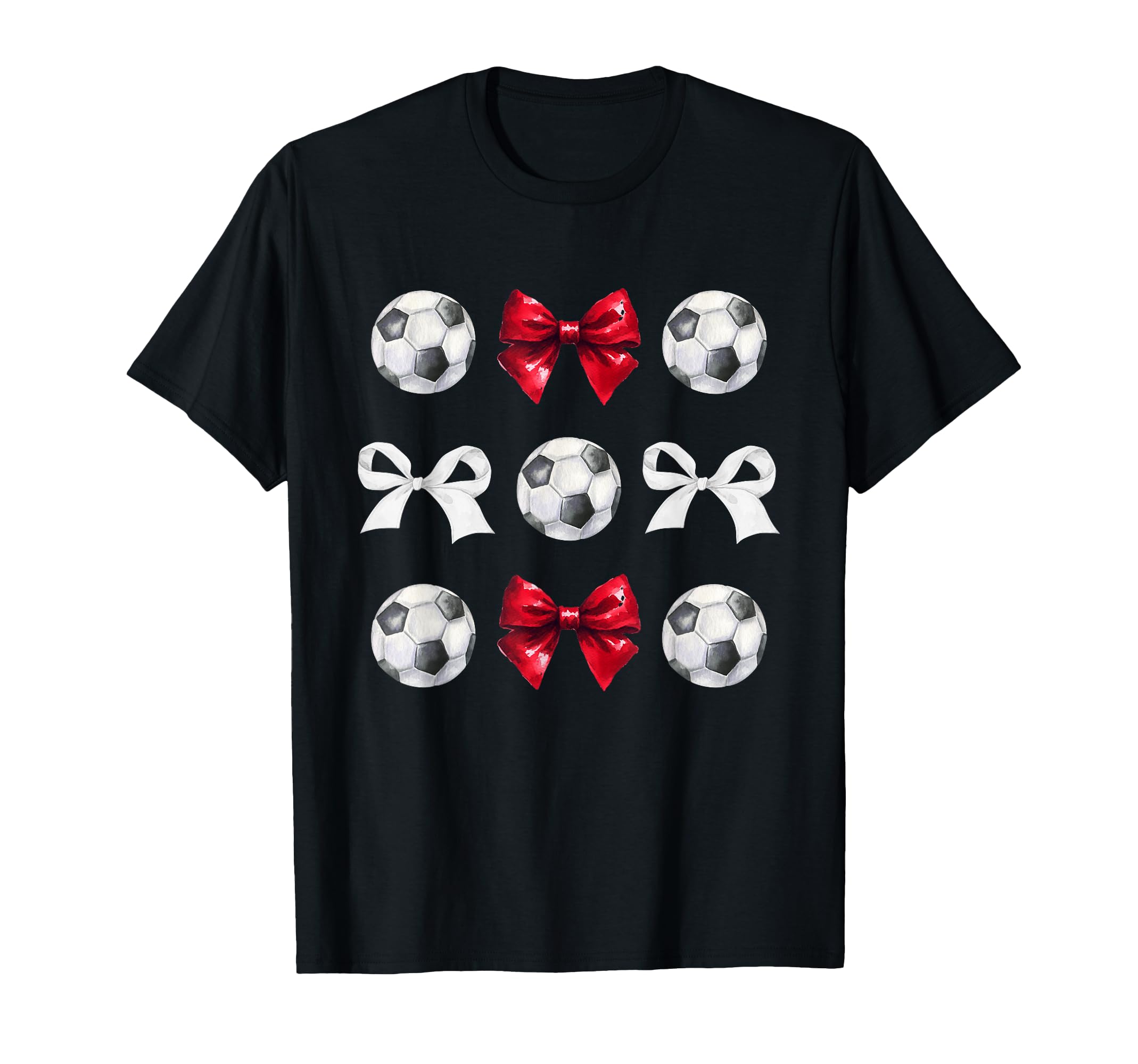 Soccer Balls Bows Womens Soccer Player Red T-Shirt - Graphic Print Unisex - T-Shirt, Sweatshirt, Hoodie