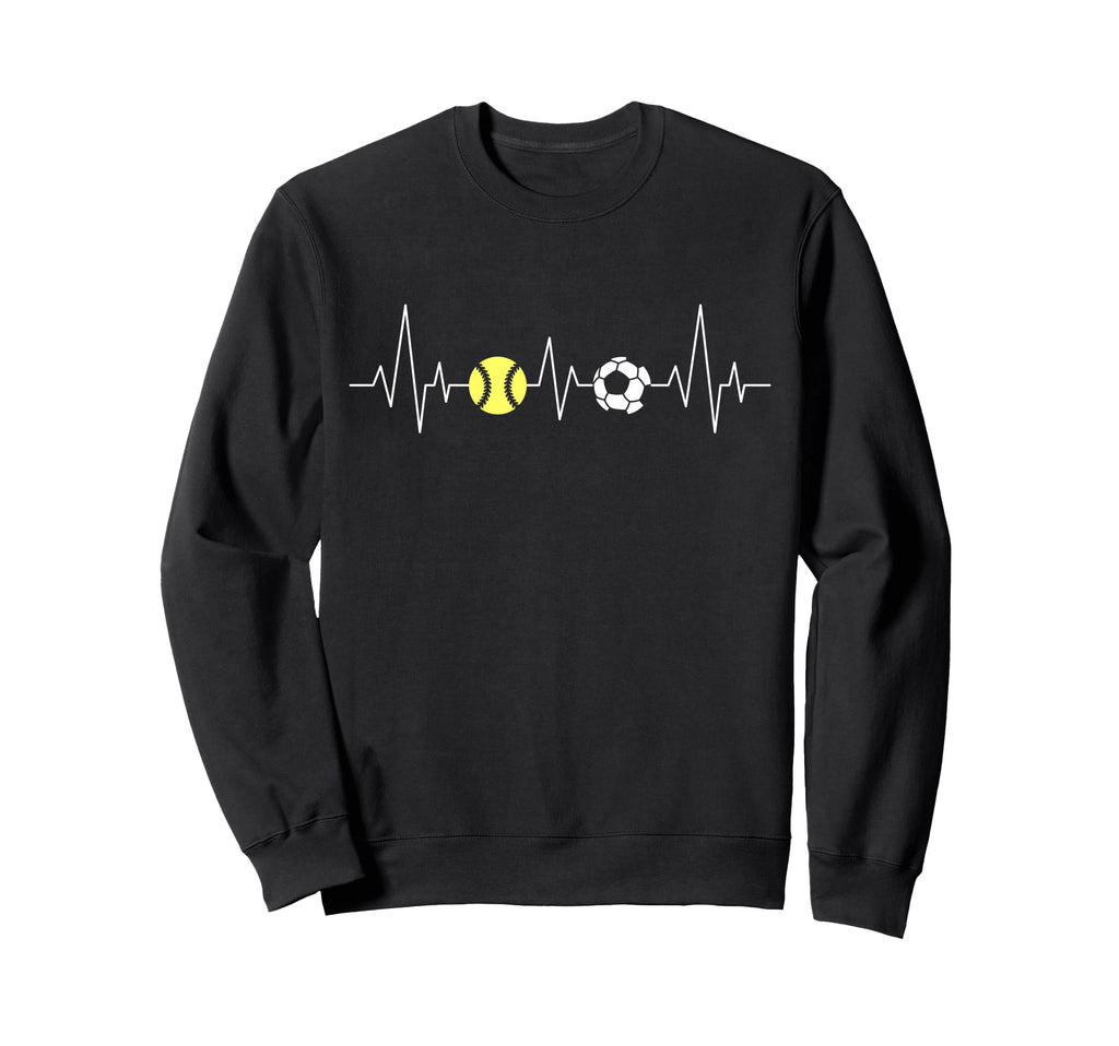 Soccer Softball Heartbeat Funny Sport Sweatshirt - Graphic Print for Adults - T-Shirt, Sweatshirt, Hoodie