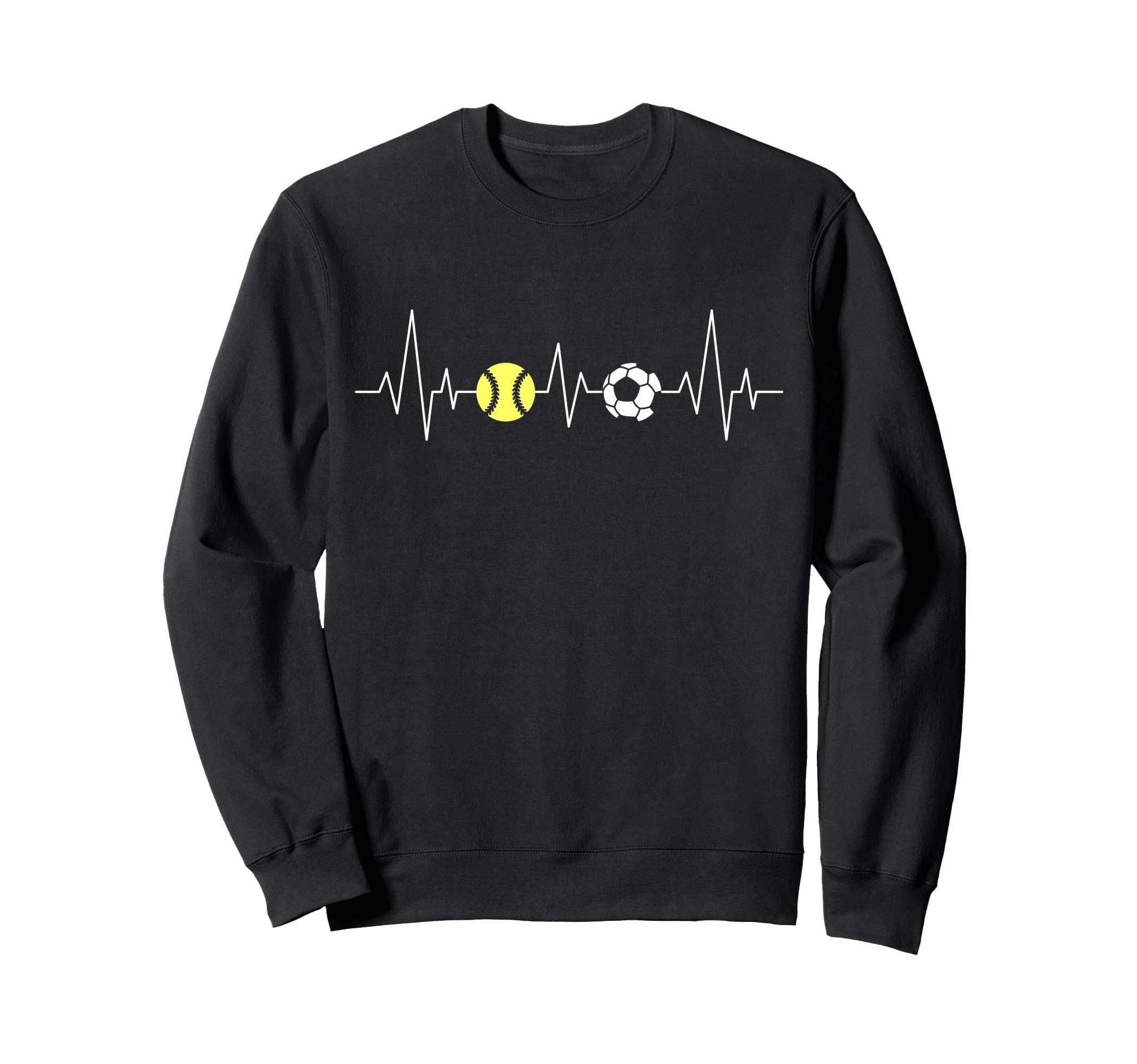 Soccer Softball Heartbeat Funny Sport Sweatshirt - Graphic Print for Adults - T-Shirt, Sweatshirt, Hoodie