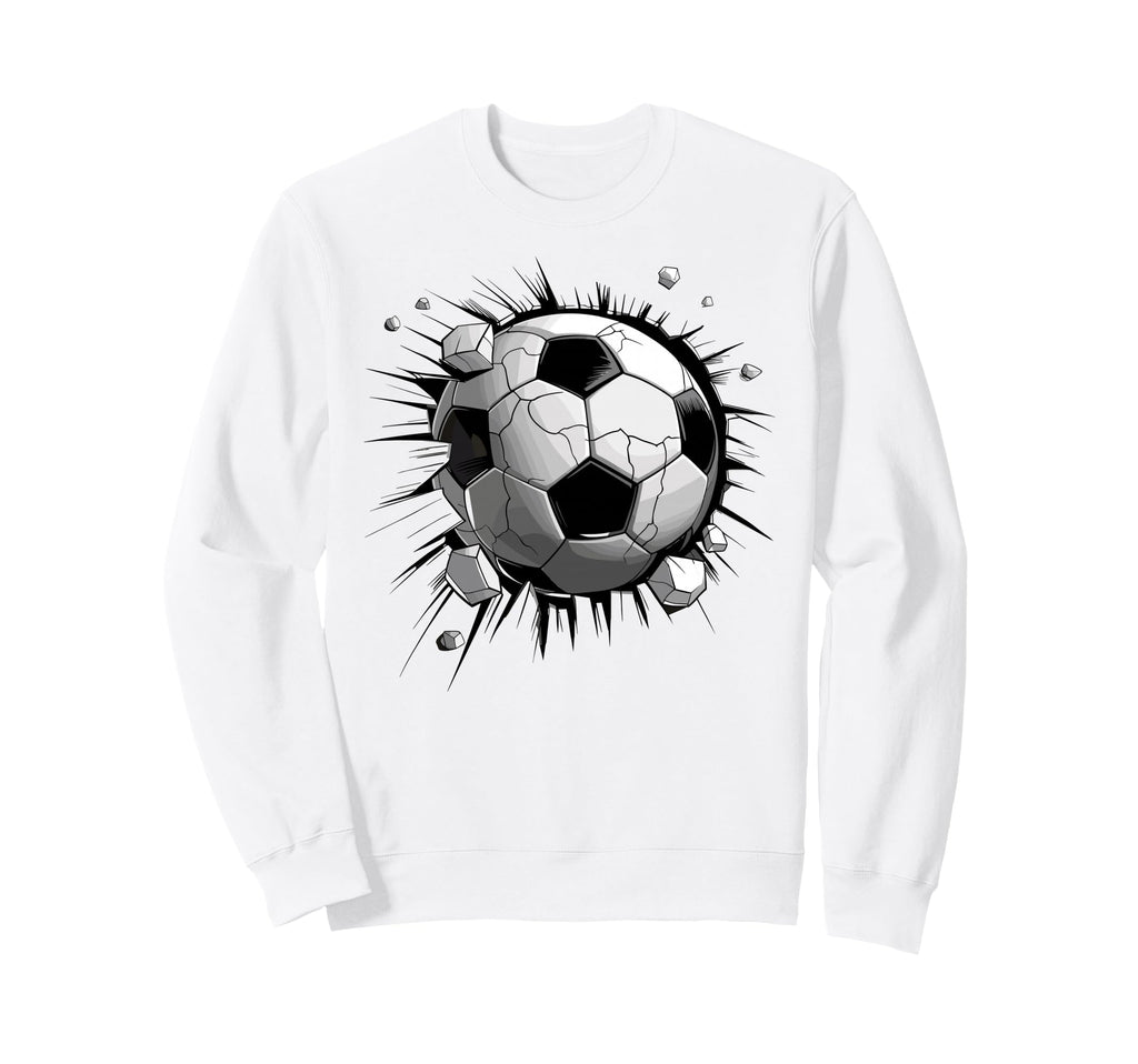 Soccer Ball Crashing Through Wall Sweatshirt - Unique Graphic Men Women - T-Shirt, Sweatshirt, Hoodie