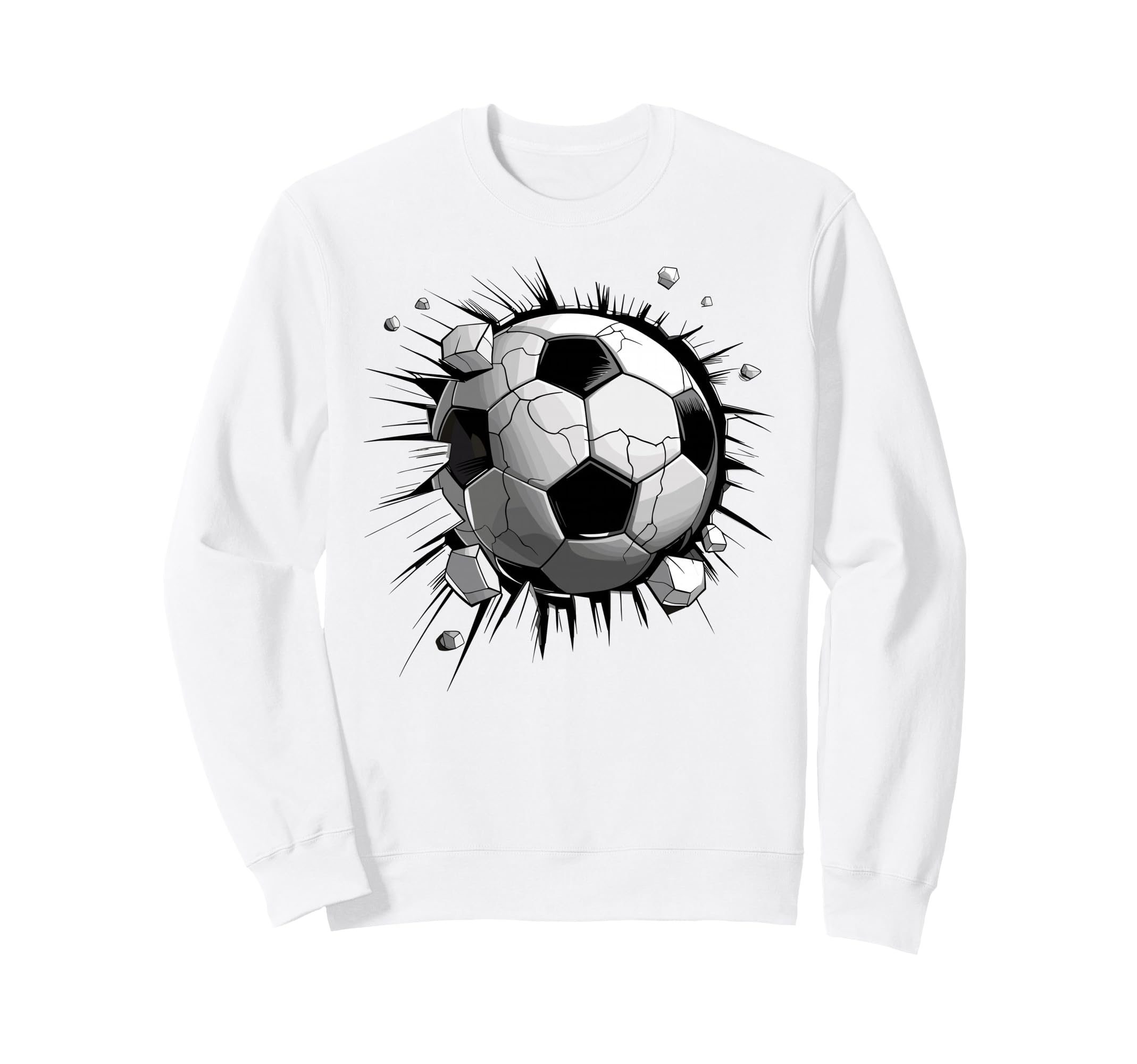 Soccer Ball Crashing Through Wall Sweatshirt - Unique Graphic Men Women - T-Shirt, Sweatshirt, Hoodie