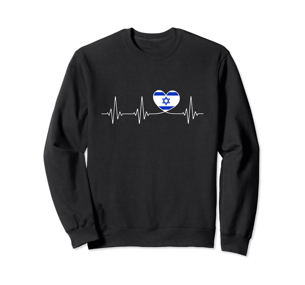 Israel Love Heartbeat And Israeli Sweatshirt - Trendy Graphic for Adults - T-Shirt, Sweatshirt, Hoodie