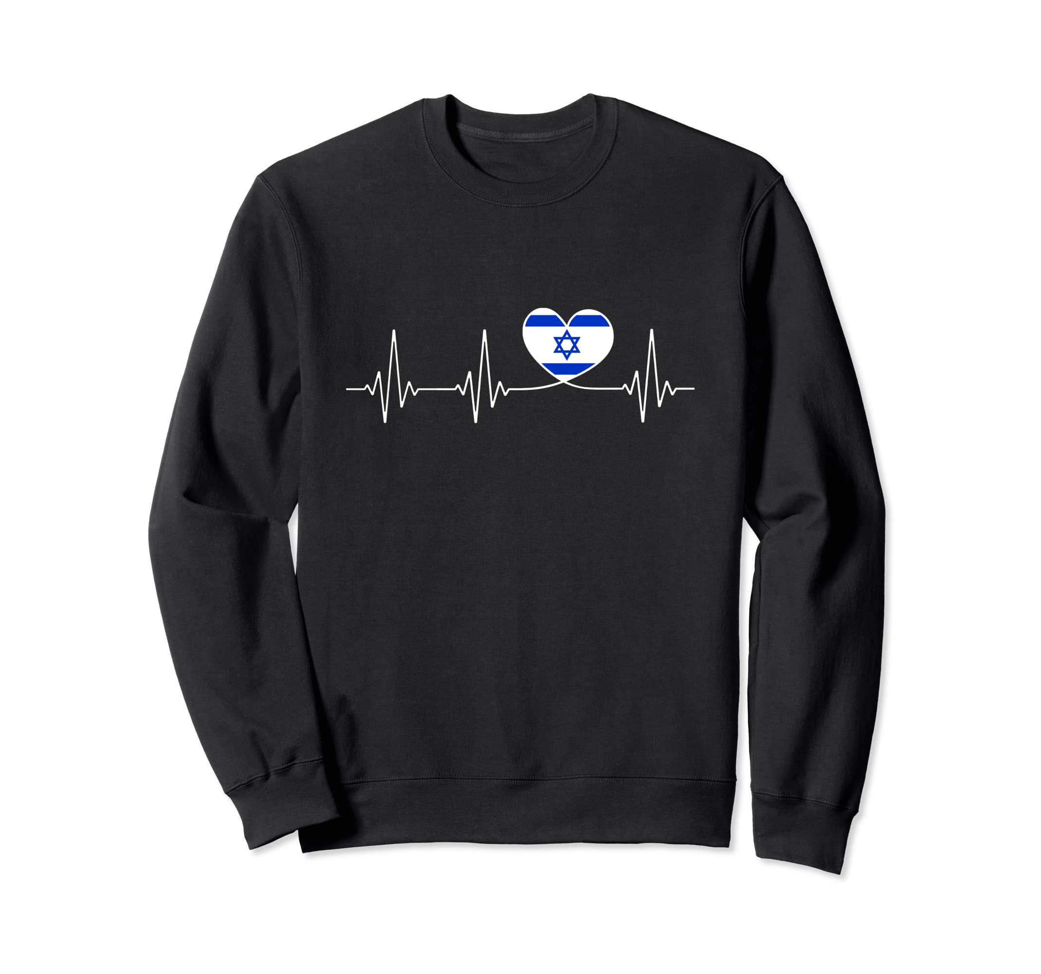 Israel Love Heartbeat And Israeli Sweatshirt - Trendy Graphic for Adults - T-Shirt, Sweatshirt, Hoodie