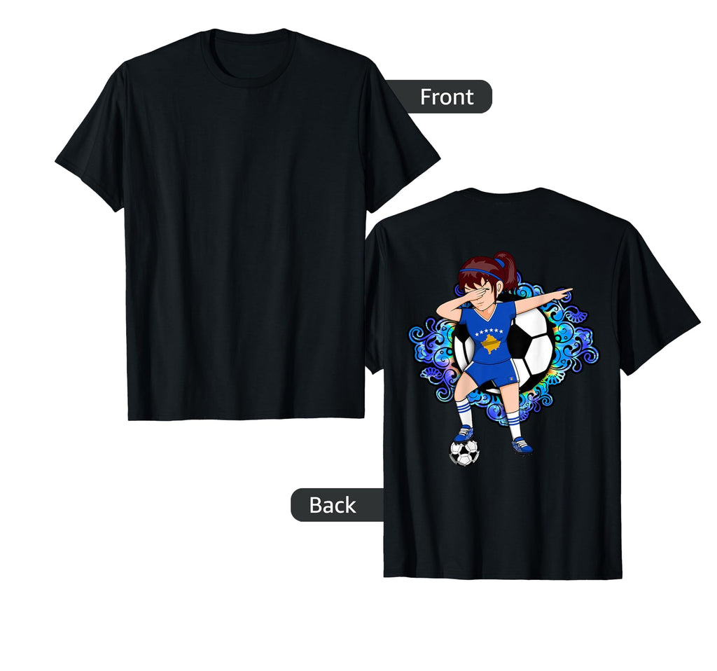 Dabbing Soccer Kosovo Fan Jersey Floral T-Shirt - Graphic Print for Adults - T-Shirt, Sweatshirt, Hoodie