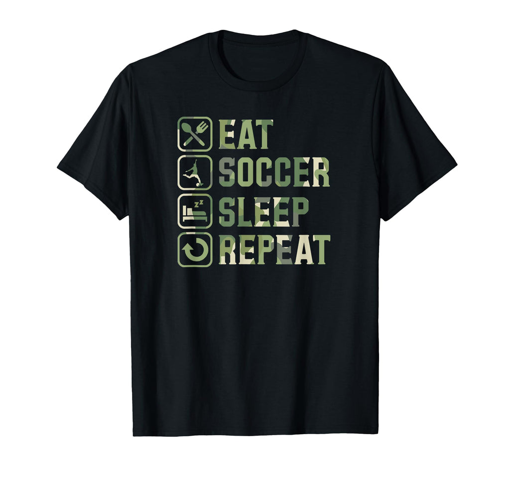 Eat Soccer Sleep Repeat Simple Basic T-Shirt - Graphic Print for Adults - T-Shirt, Sweatshirt, Hoodie