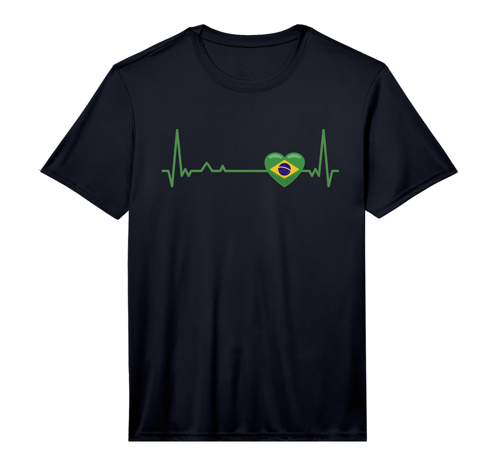 Heartbeat Brazil Flag Soccer Fan T-Shirt - Minimalist Print for Adults - T-Shirt, Sweatshirt, Hoodie