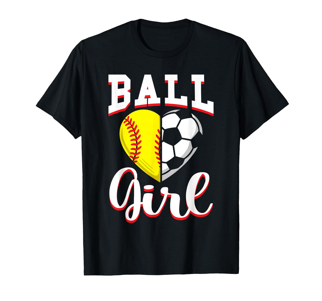 Ball Softball Soccer Lovers Gifts Heart T-Shirt - Graphic Print Unisex - T-Shirt, Sweatshirt, Hoodie