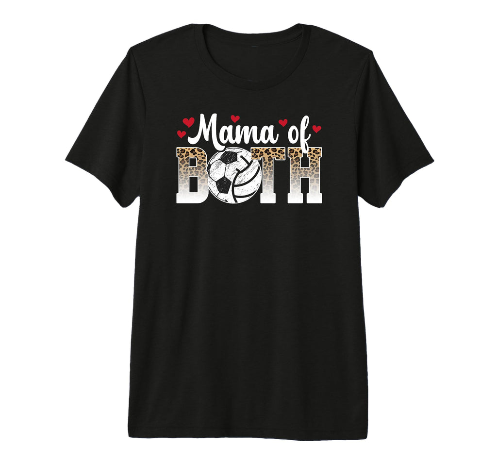 Mama Both Leopard Volleyball Soccer Mom T-Shirt - Aesthetic Graphic Unisex - T-Shirt, Sweatshirt, Hoodie