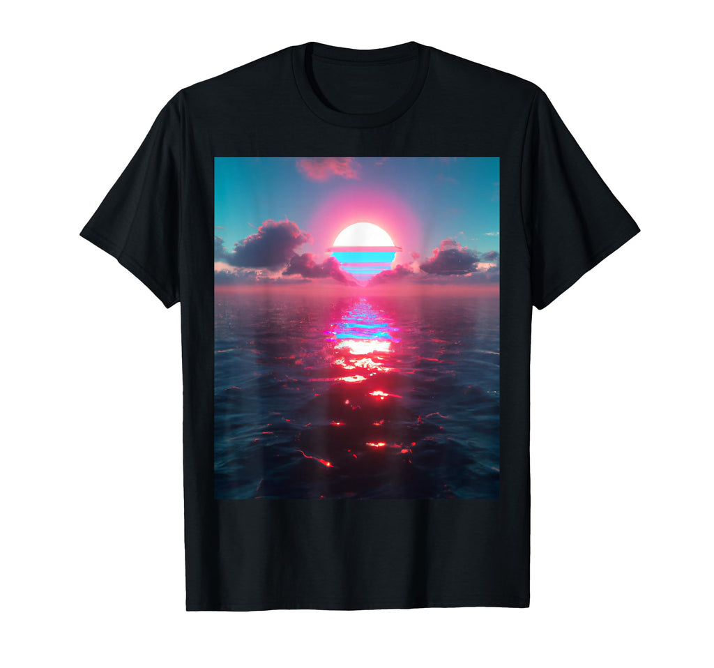 Vaporwave Aesthetic Sunset Above T-Shirt - Trendy Graphic for Adults - T-Shirt, Sweatshirt, Hoodie