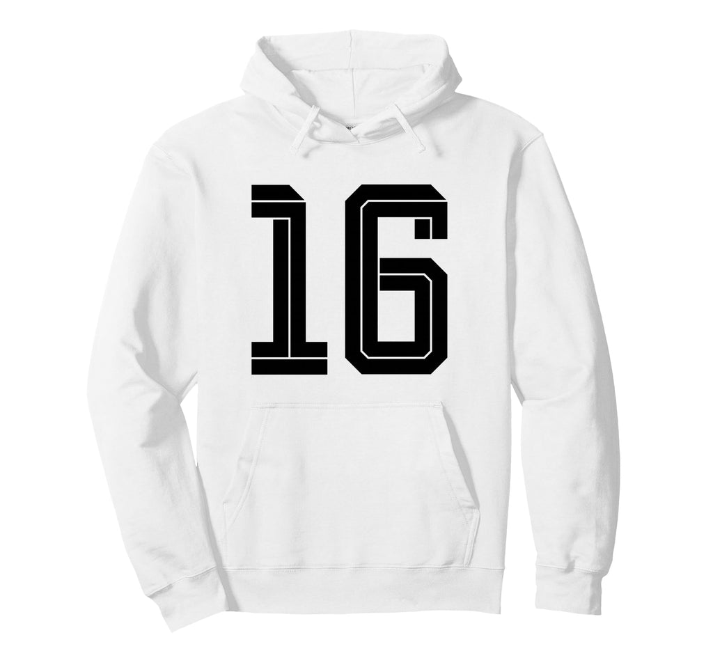 16 White Number 16 Sports Fan Soccer Hoodie - Aesthetic Graphic Men Women - T-Shirt, Sweatshirt, Hoodie