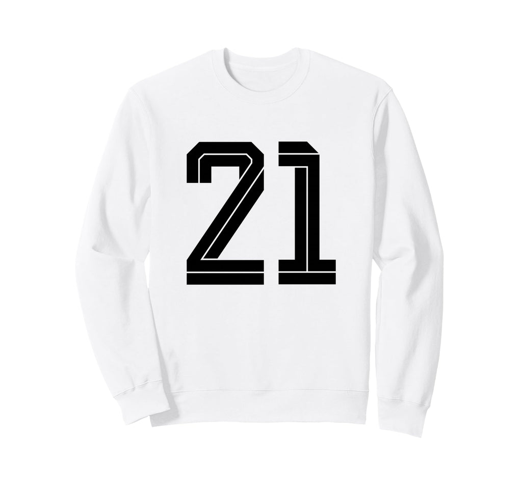 21 White Number 21 Sports Fan Sweatshirt - Fun Novelty Design for Adults - T-Shirt, Sweatshirt, Hoodie