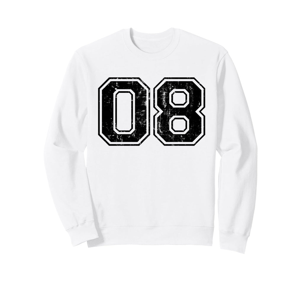 Number 08 Varsity Distressed Sport Sweatshirt - Minimalist Print Unisex - T-Shirt, Sweatshirt, Hoodie