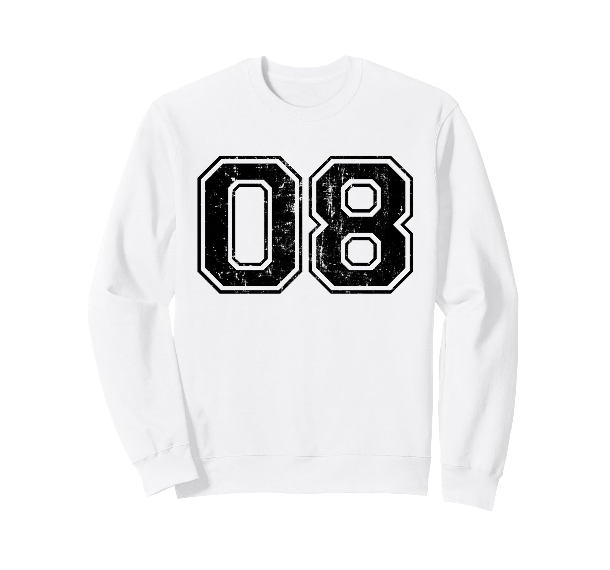 Number 08 Varsity Distressed Sport Sweatshirt - Minimalist Print Unisex - T-Shirt, Sweatshirt, Hoodie
