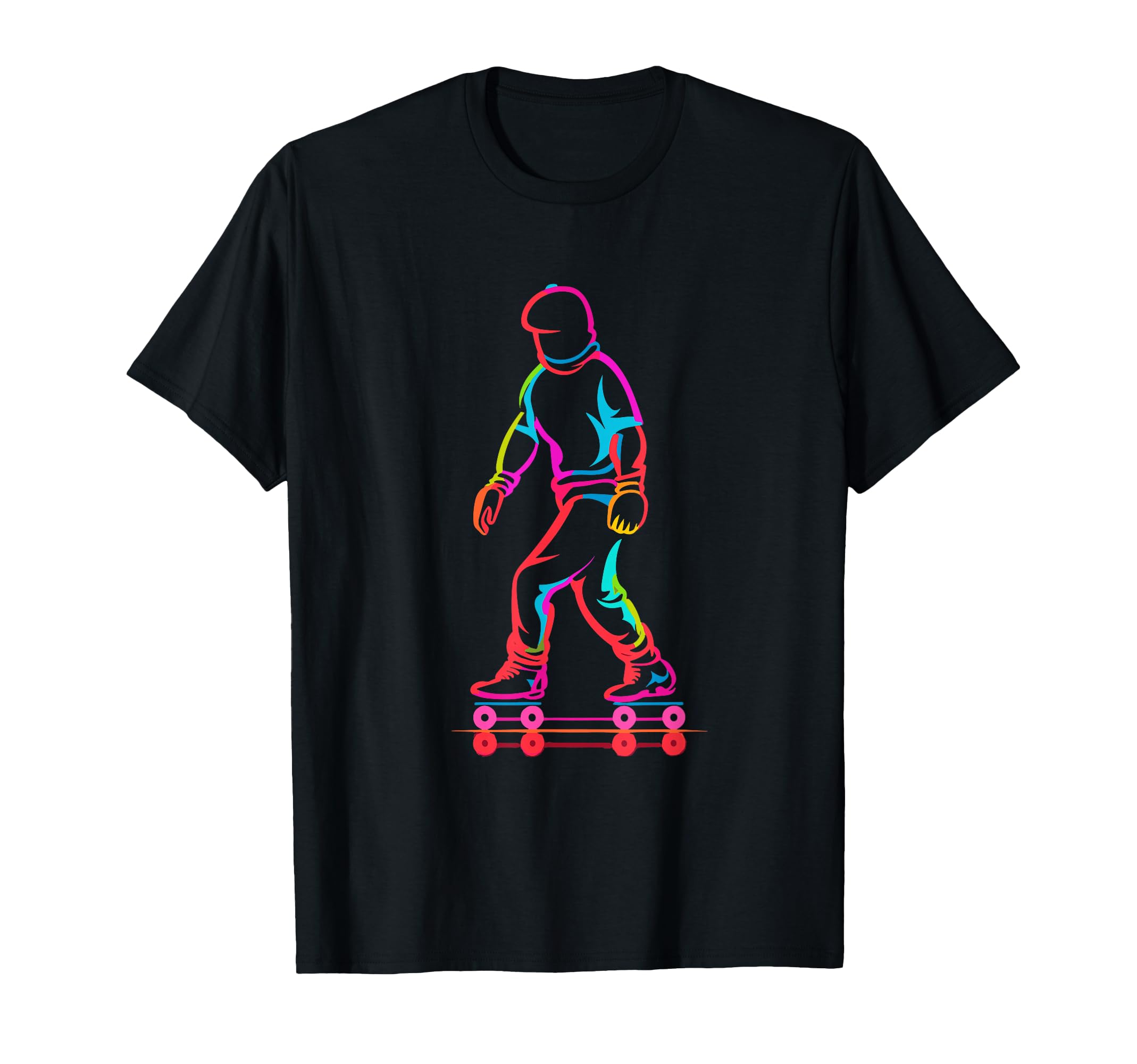 Roller Skater Sketch Retrowave T-Shirt - Minimalist Print Men Women - T-Shirt, Sweatshirt, Hoodie