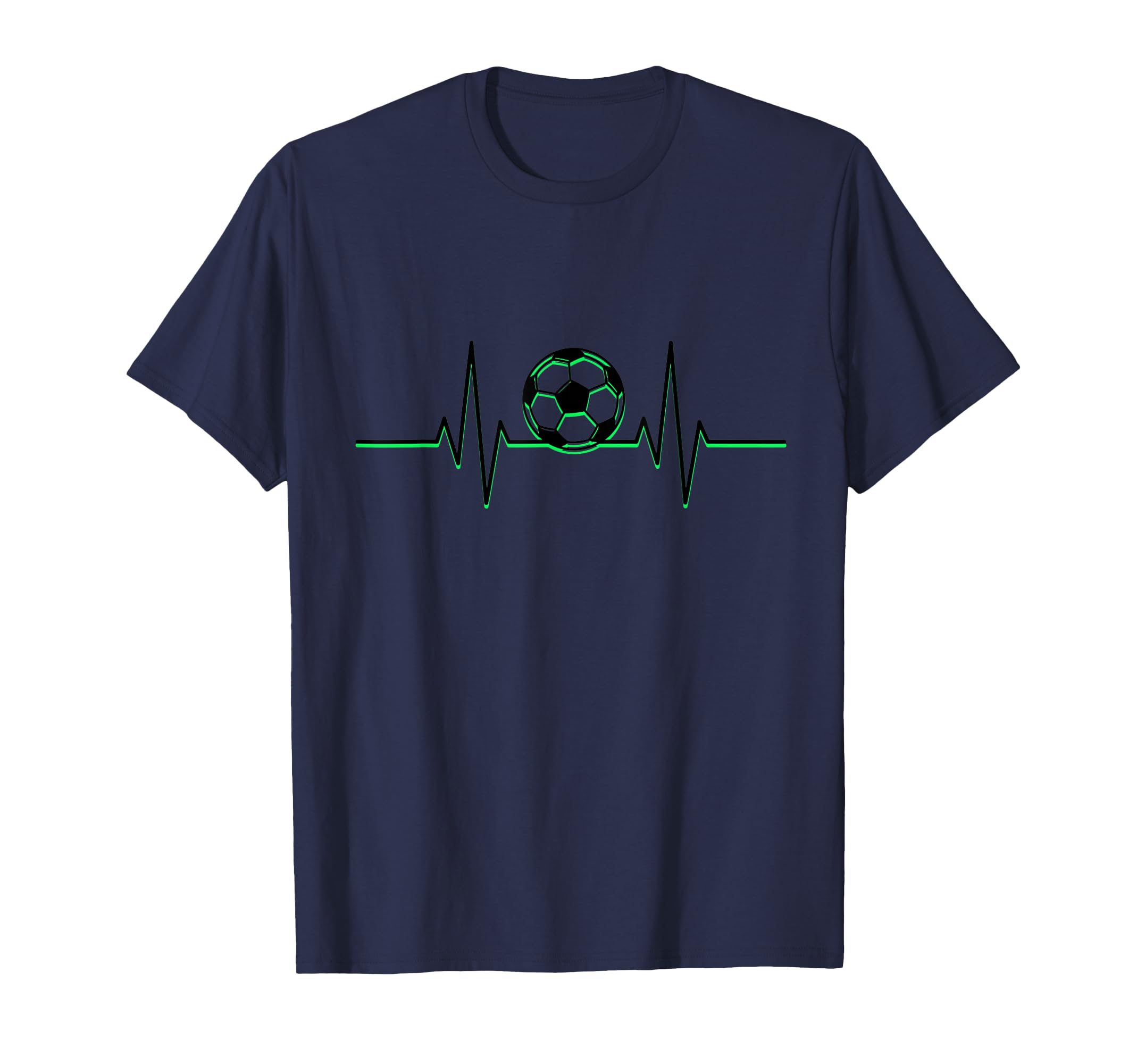 Soccer Ball Heartbeat Ekg Pulse Green Line T-Shirt - Novelty Apparel Unisex - T-Shirt, Sweatshirt, Hoodie