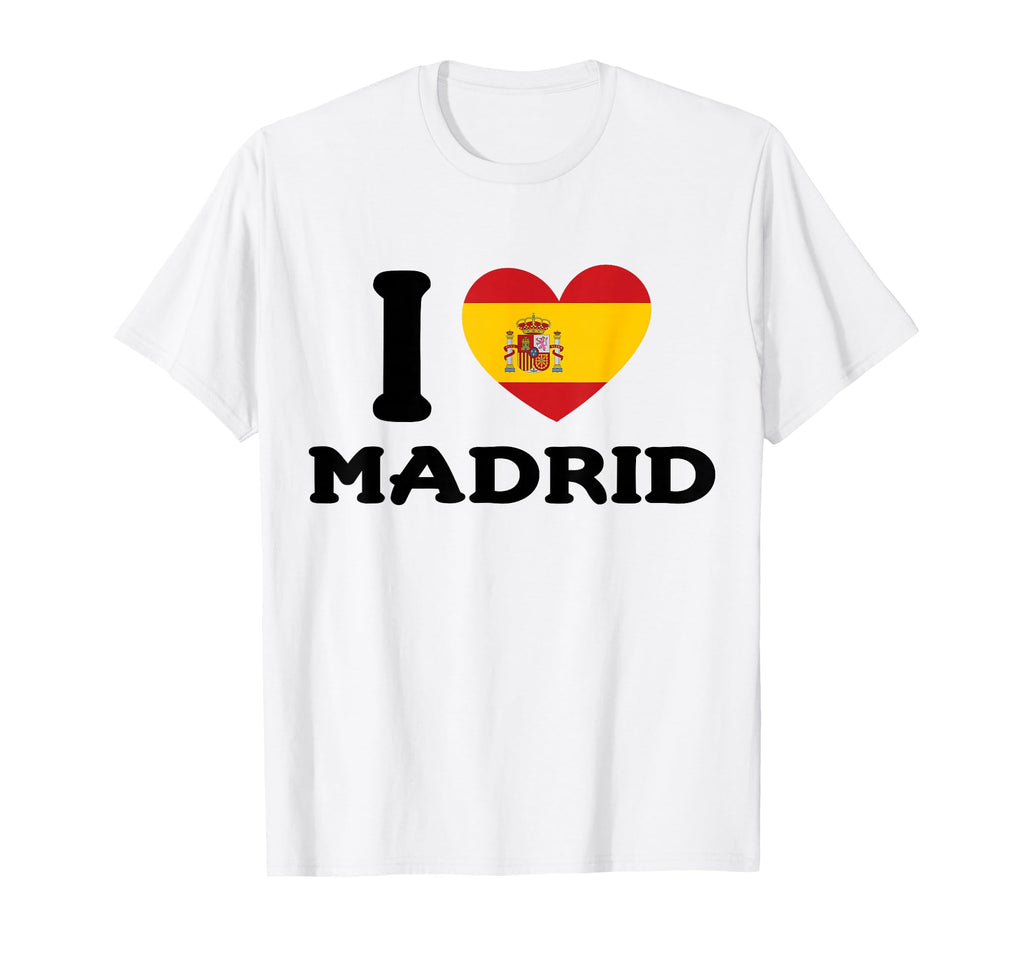 I Love Madrid Spain Spanish Heart Flag T-Shirt - Novelty Apparel for Adults - T-Shirt, Sweatshirt, Hoodie