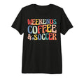 Weekends Coffee And Soccer Groovy T-Shirt - Aesthetic Graphic Men Women - T-Shirt, Sweatshirt, Hoodie