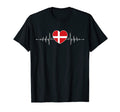 Denmark Heartbeat Danish Flag Dane T-Shirt - Aesthetic Graphic Unisex - T-Shirt, Sweatshirt, Hoodie