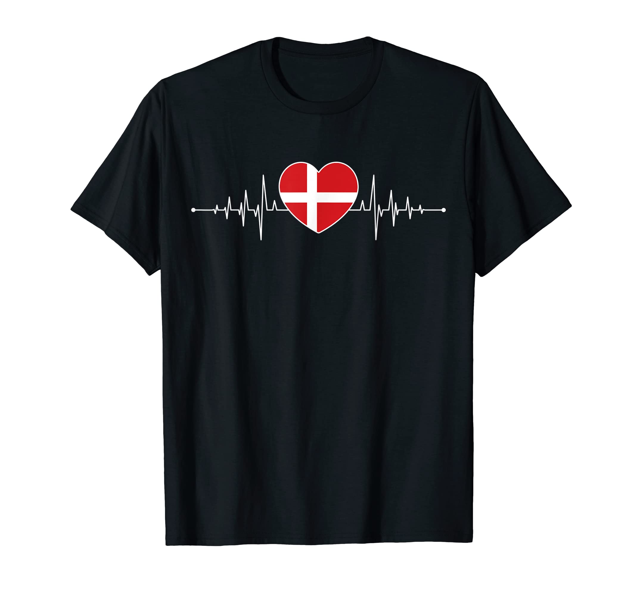 Denmark Heartbeat Danish Flag Dane T-Shirt - Aesthetic Graphic Unisex - T-Shirt, Sweatshirt, Hoodie