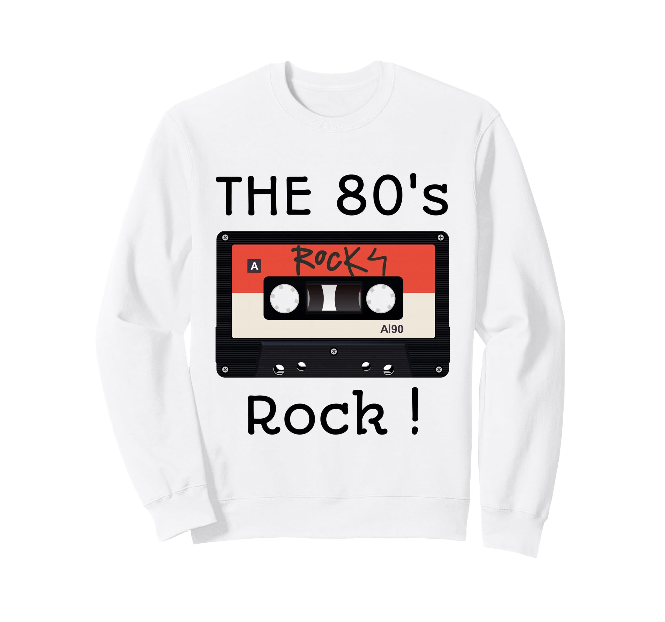80S Rock Cassette Tape Black Sweatshirt - Aesthetic Graphic Unisex - T-Shirt, Sweatshirt, Hoodie